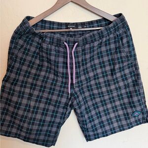 Quiksilver Black and Blue Plaid Shorts